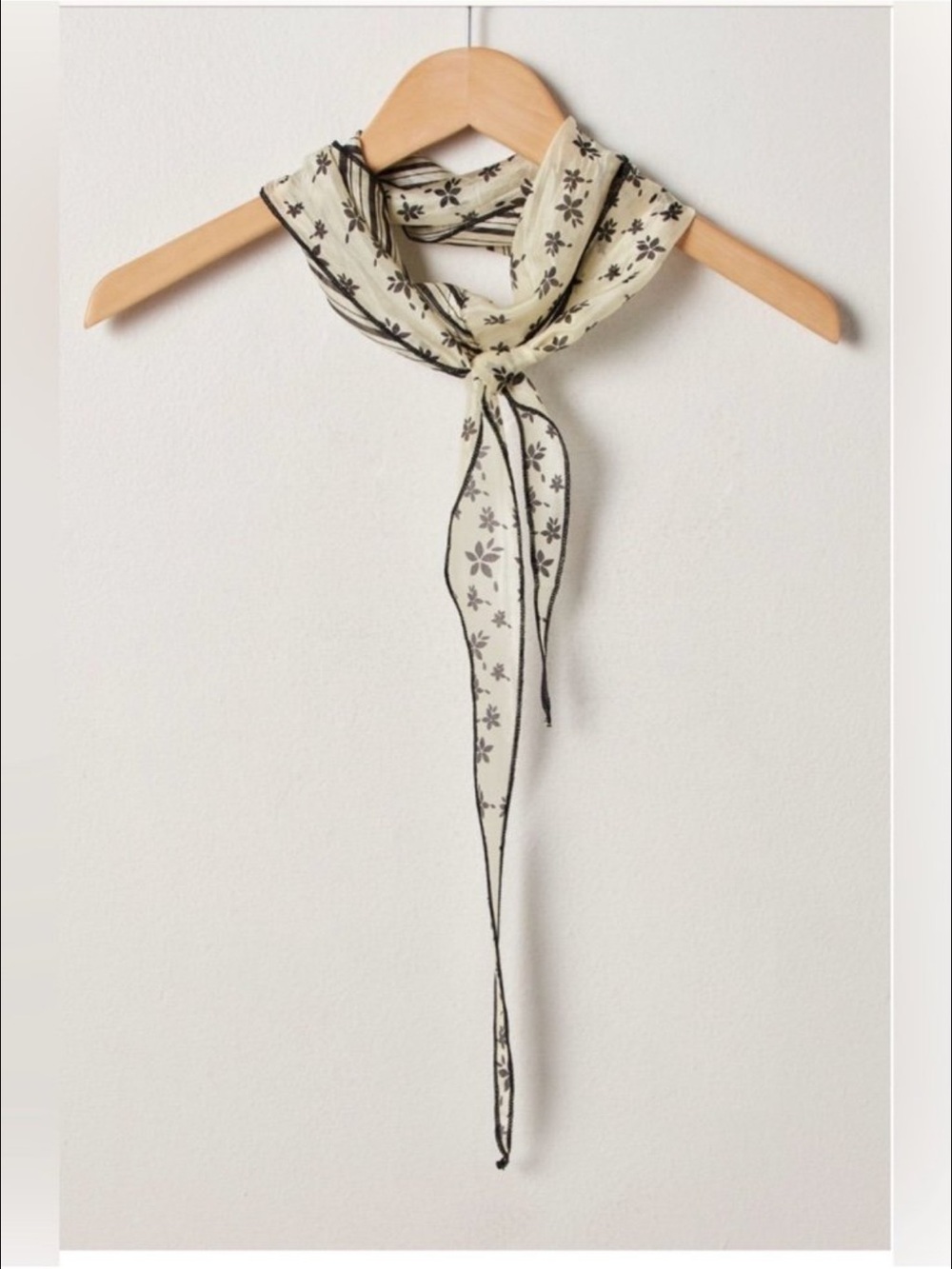 Free People Cream and Black Floral Neck Scarf